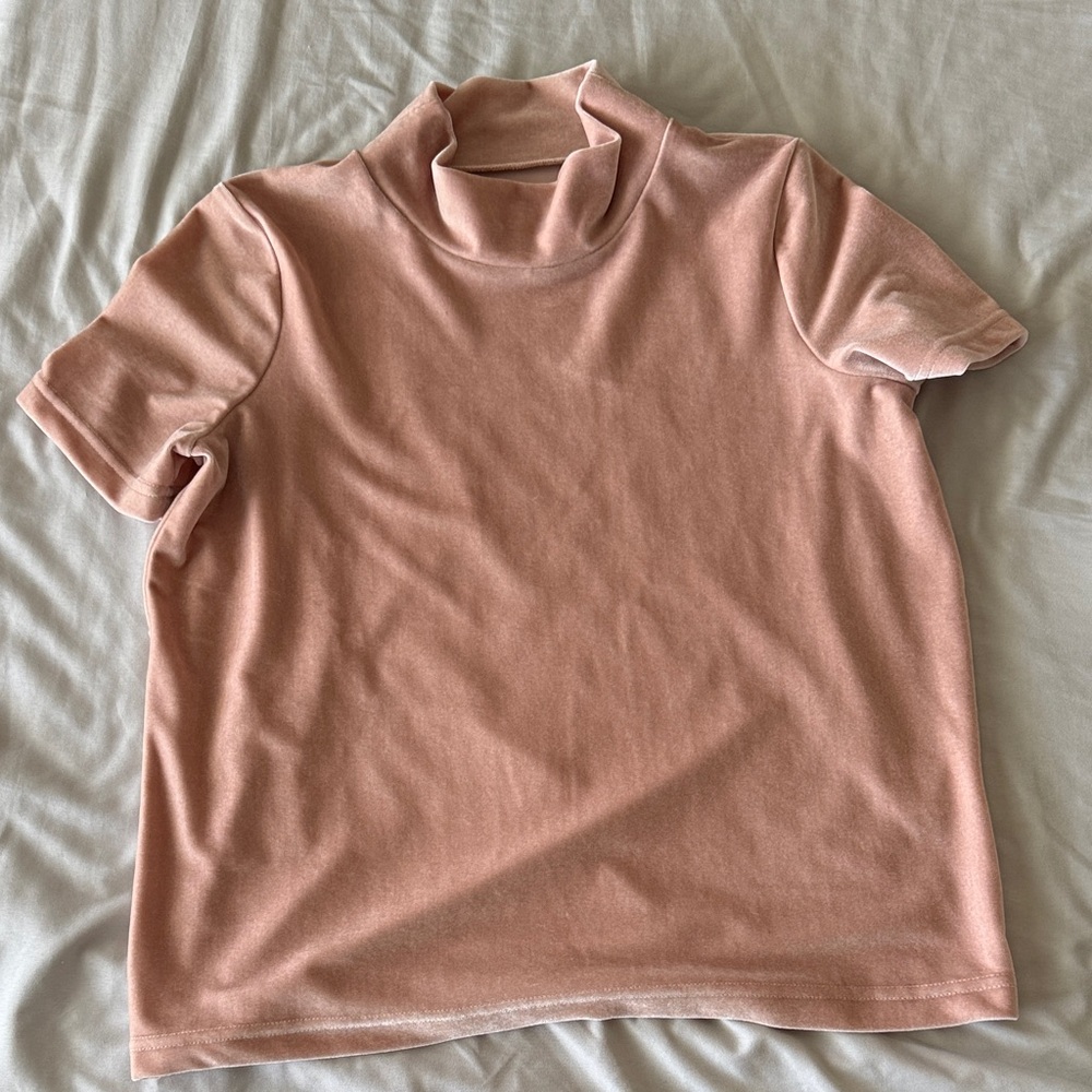 Madewell Blush Pink Short-Sleeve Mock Neck Top